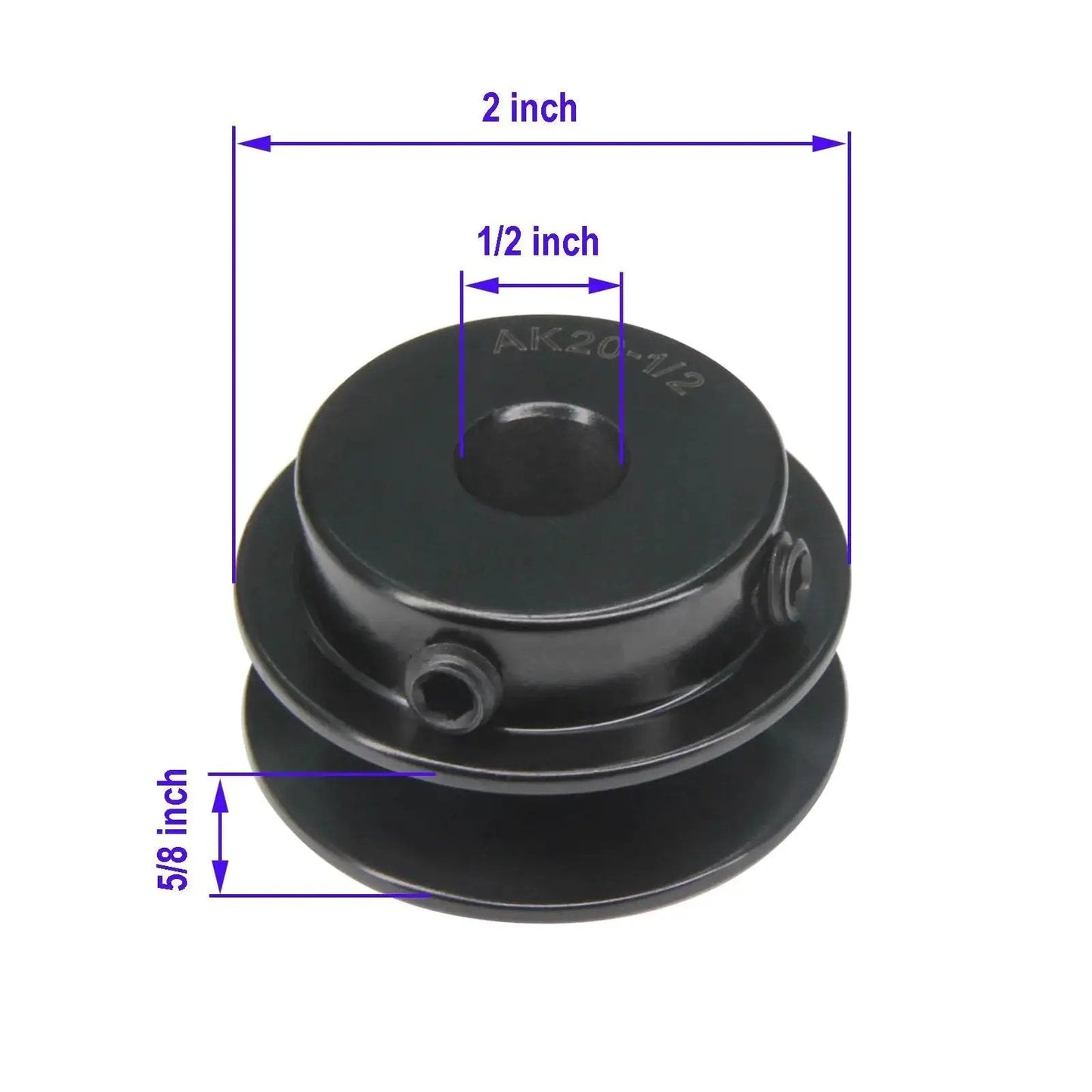 Single Groove Web Sheave Cast Iron Belt Pulley For V-Belt Drives 2.0 Inch Outer Diameter With 1/2 Inch Bore AK20 1/2 Inch Bored Pulley