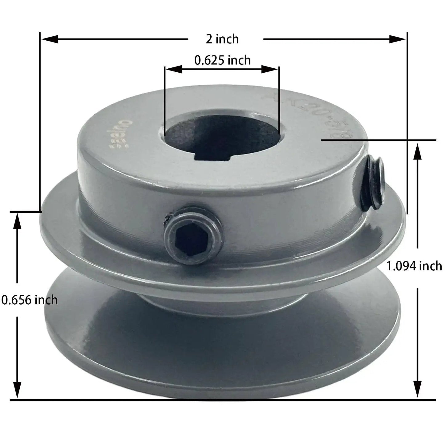 Front view of 2 Inch Outside Diameter V Belt Pulley With 5/8 Inch Bore For A 3L And 4L Belts Cast Iron Motor Pulley 1 Groove.
