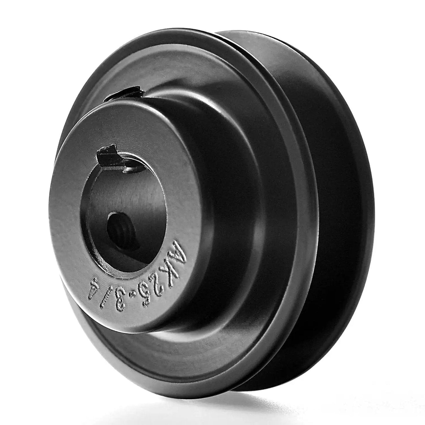 Beefy Cast Iron V Belt Pulley MINERGUY AK2534 For 3L 4L A AX Belts close-up showing single groove and bore.