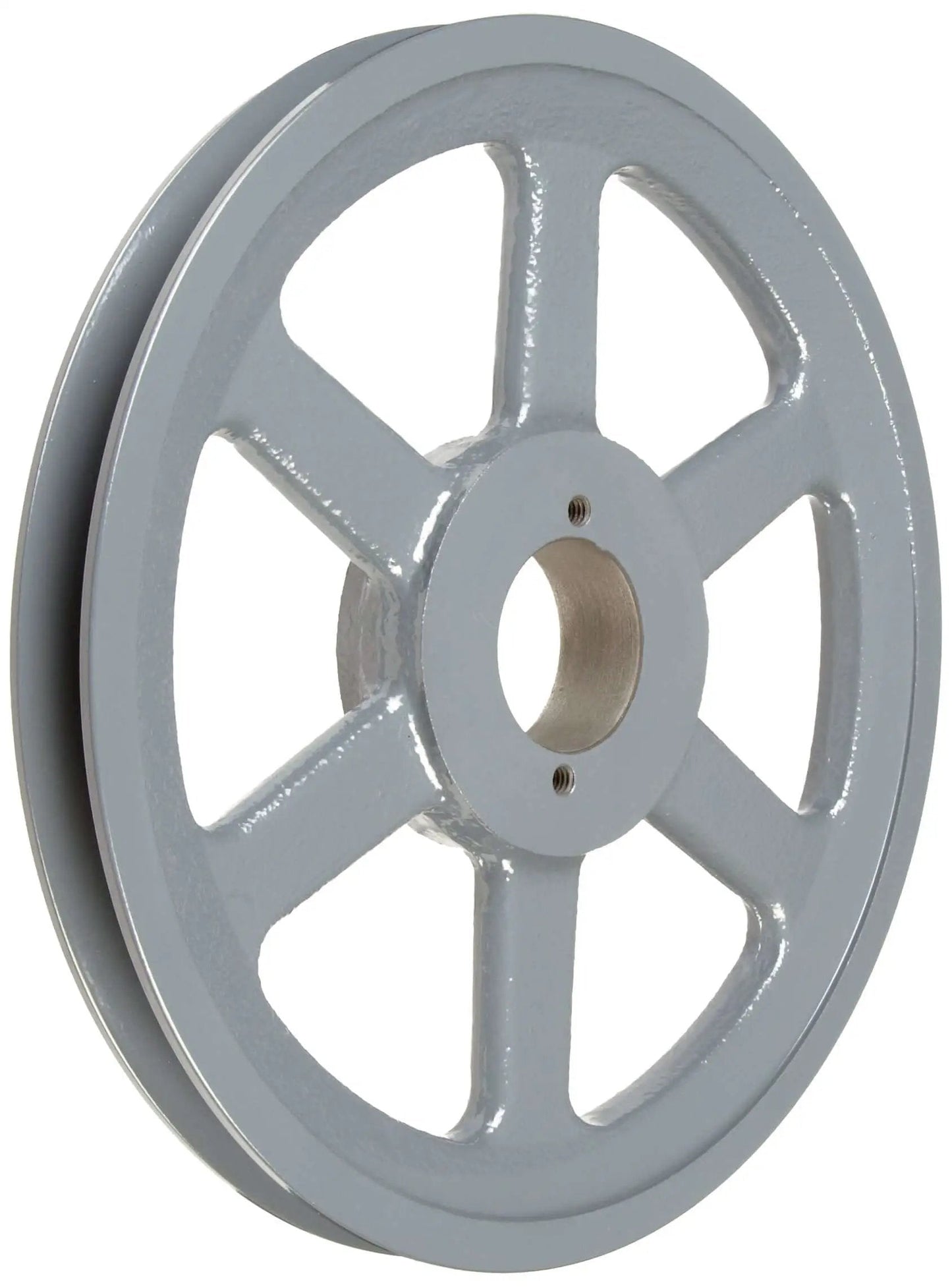 Side view of B Belt Heavy Duty V Belt Sheave With QT Bushing, 1 Groove, Cast Iron, 8.75 Inch OD, 2860 Max RPM, industrial use.