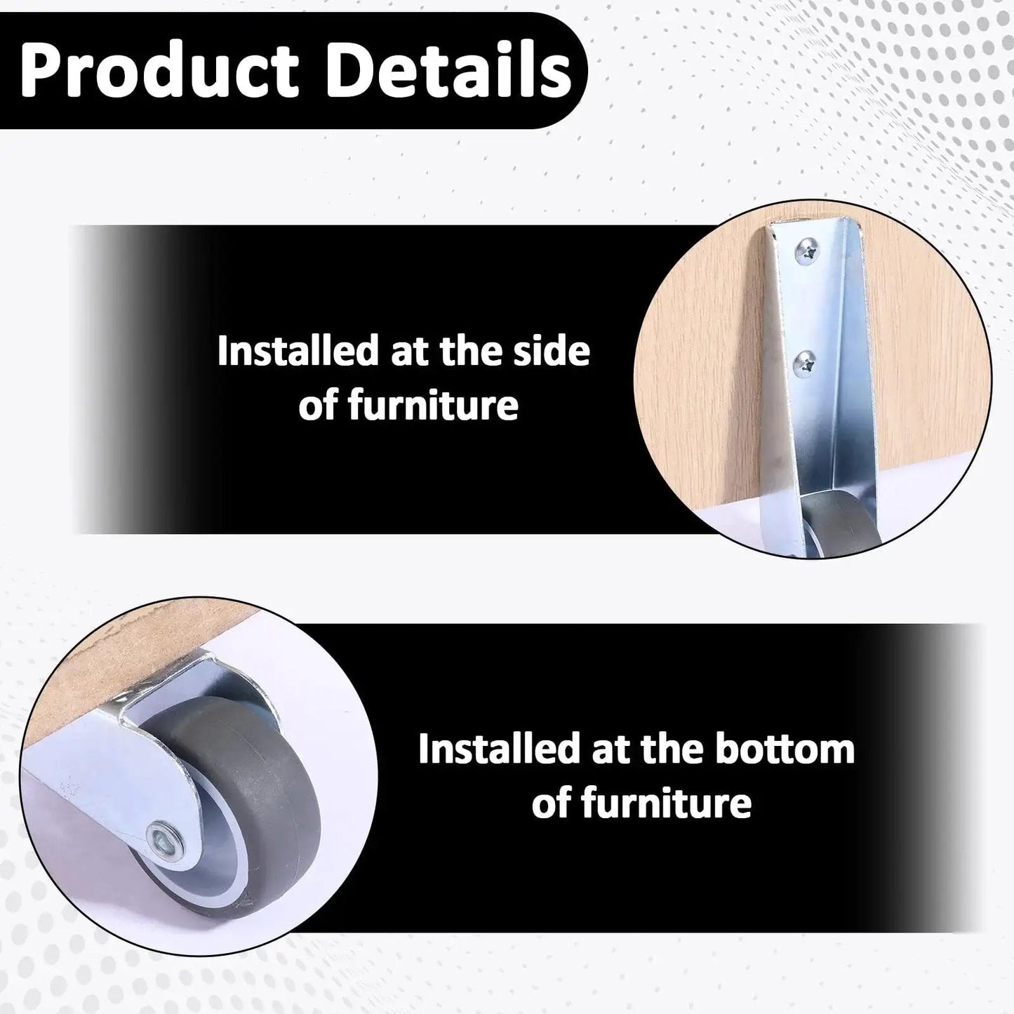 Gate Caster Wheels Replacement For Doors And Furniture Sinking Bottom Pulley installed on furniture