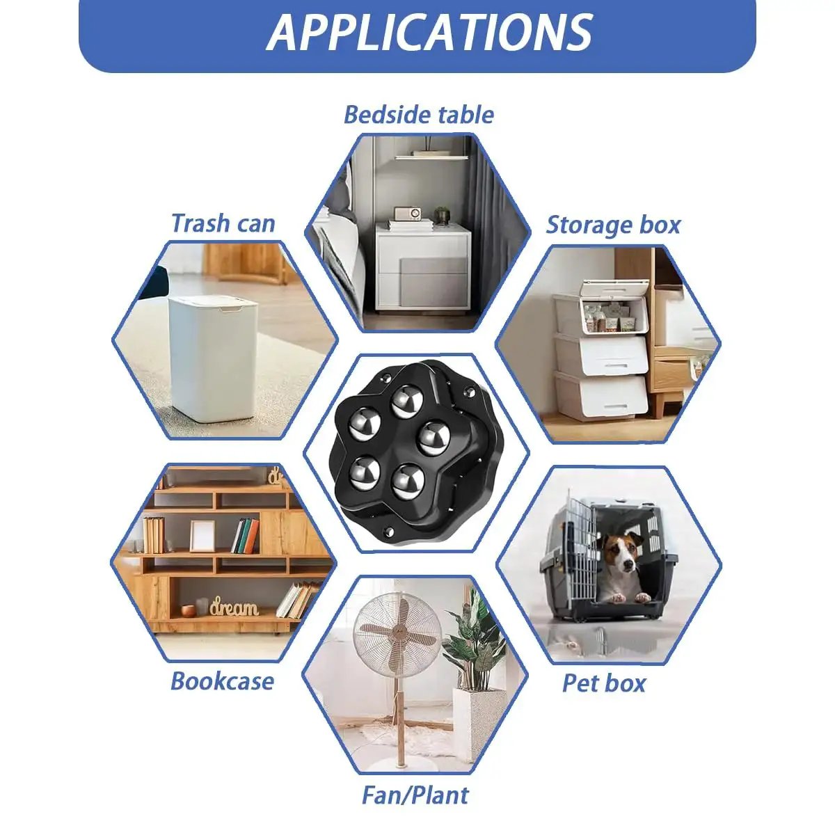Applications of 8 Pcs Self Adhesive Caster Wheels Stainless Steel 360 Degree Swivel Low Profile Rollers for furniture.