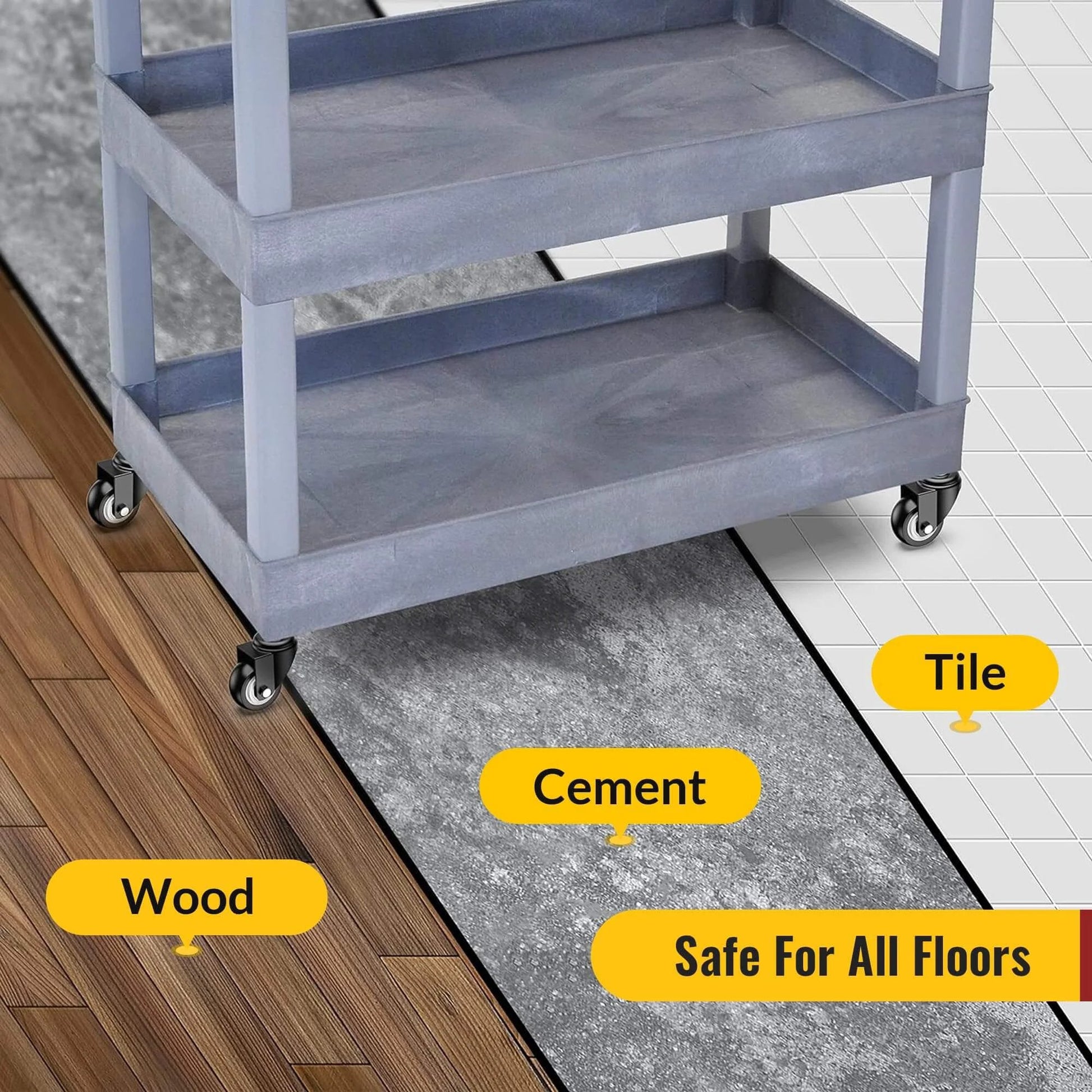 Cart on 2 Inch Caster Wheels Set of 4 No Brake Swivel Casters with 3/8 Inch 16 x 1 Threaded Stem, suitable for wood, cement, tile floors.