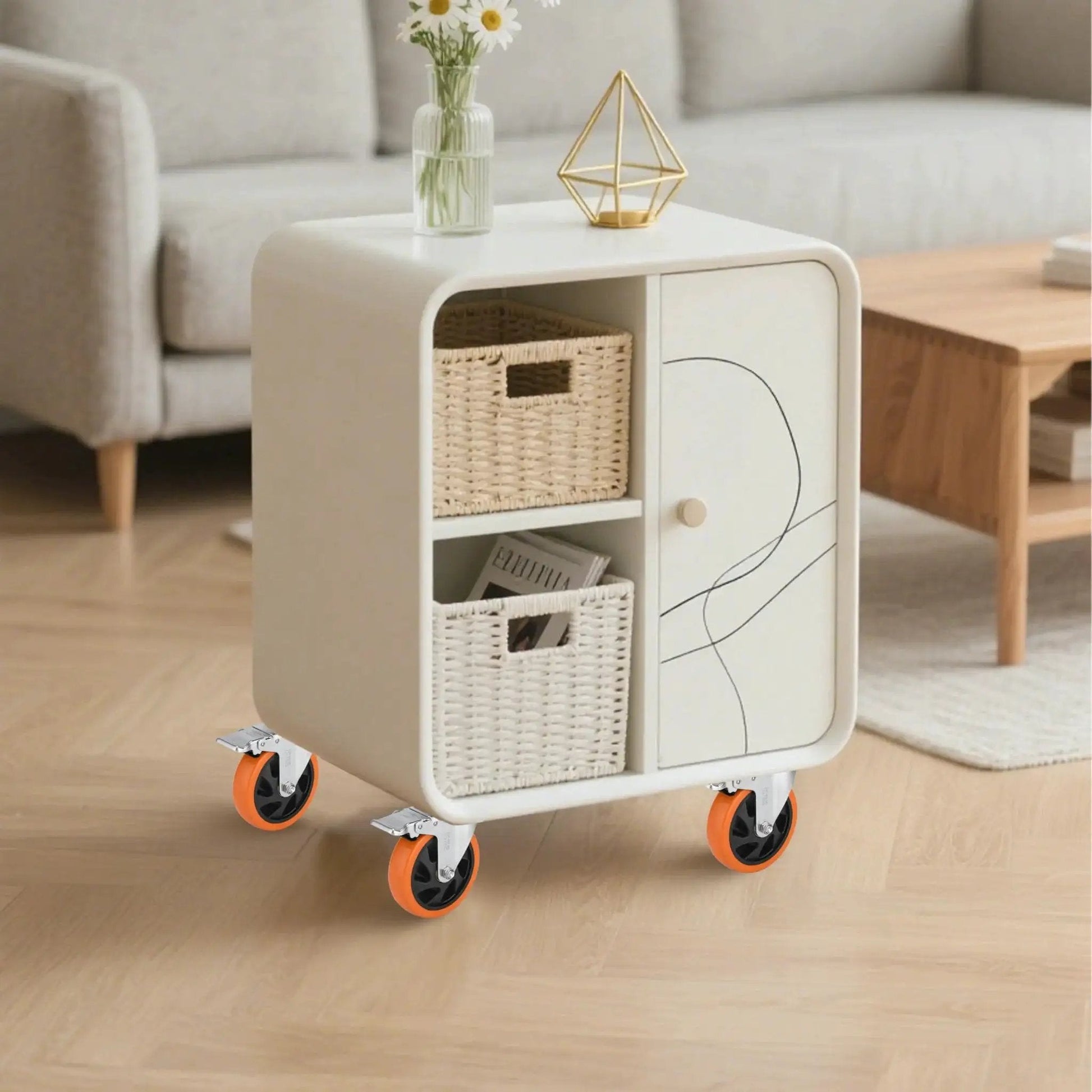 Furniture with Five Inch Caster Wheels Set Of Four With Two Swivel Casters With Brakes And Two Rigid Casters for mobility