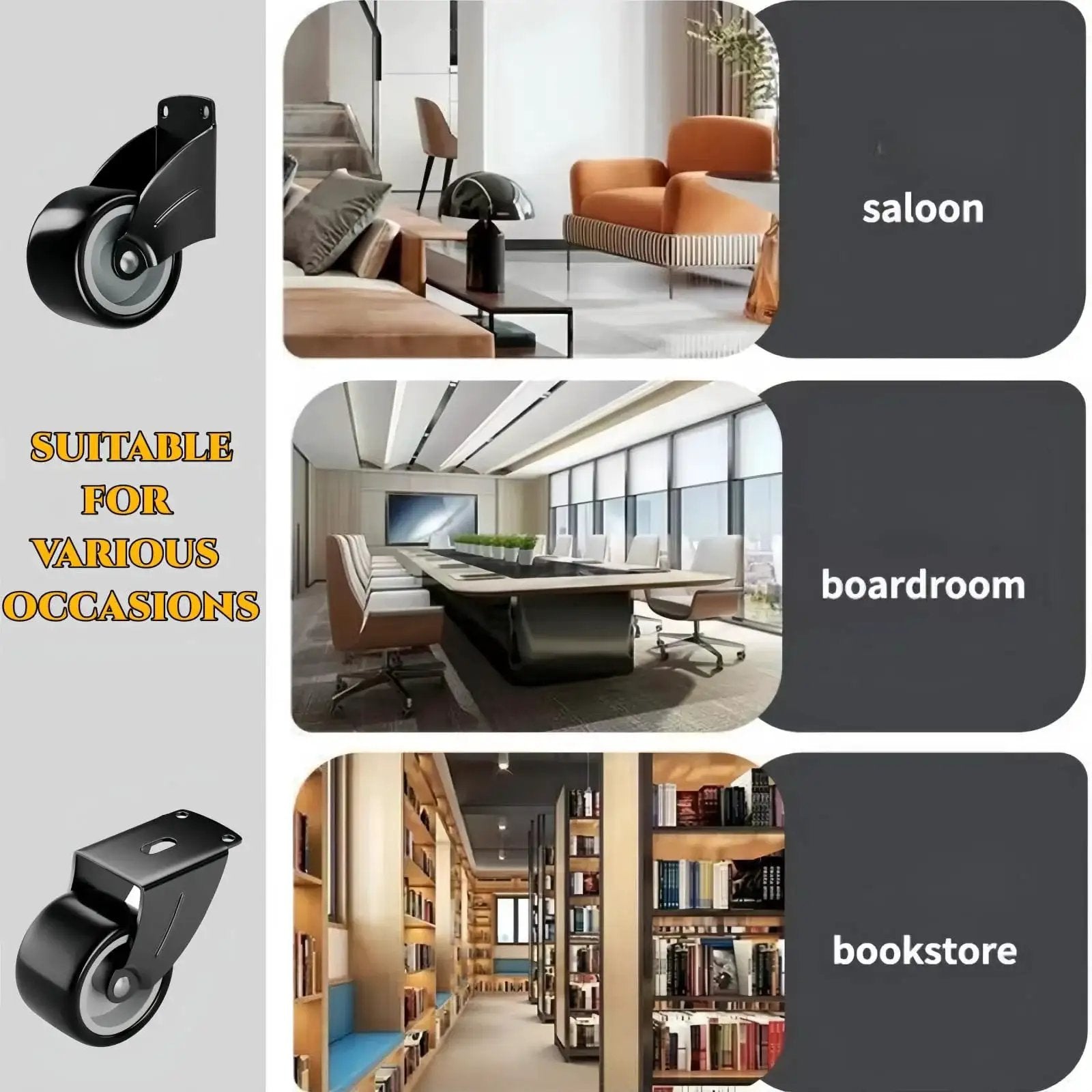 2 Pcs Gate Caster Wheels Replacement Anti Friction Gate Caster Anti Sag Door Bottom Support Wheels 2 Inch Silent Caster Wheels Replacement For Garden Gates Furniture And Outdoor Use installed in various settings like saloon, boardroom, and bookstore.