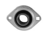 Front view of 3/4 in Narrow Set Screw Pressed Steel Flange Bearing Single Pillow Block Unit for Shaft Mounting, Narrow 2-Bolt Flange Housing