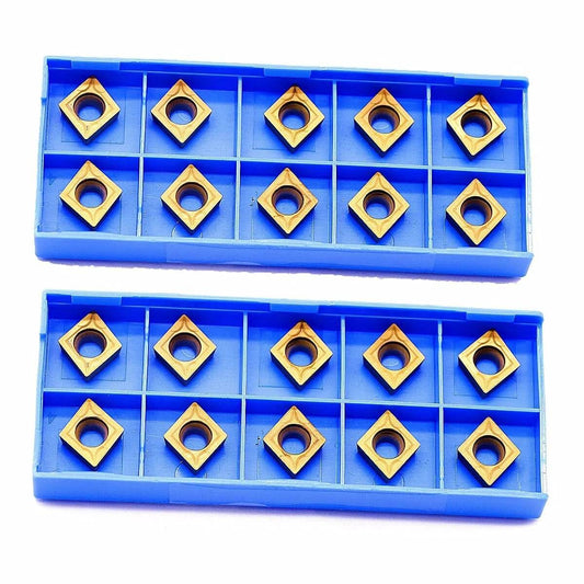 20 Piece CCMT09T304 Carbide Turning Inserts Set for Lathe Tool Holders and Milling Blades with CCMT32.51 Compatibility, Multilayer Coated for Long Life, Pro Grade Fast Cuts, Low Friction and Superior Wear Resistance, 80 Degree Indexable Inserts