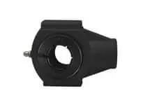 Front view of UEHPL205-15B Accu-Loc 15/16" Wide Hanger Ball Bearing Single Unit in black thermoplastic housing.
