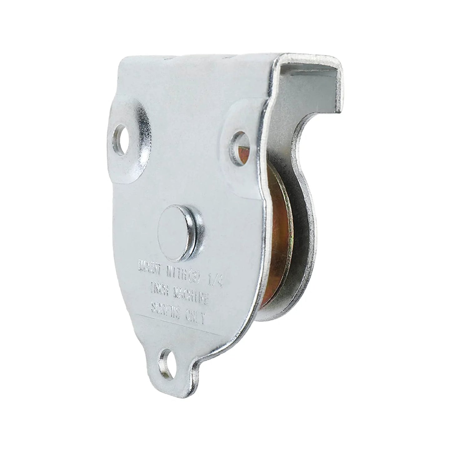 Ceiling Mount Single Pulley 1-1/2 Inch Wall Mount Pulley Ceiling Pulley for 3/8" Wire or Rope, zinc-plated iron, side view