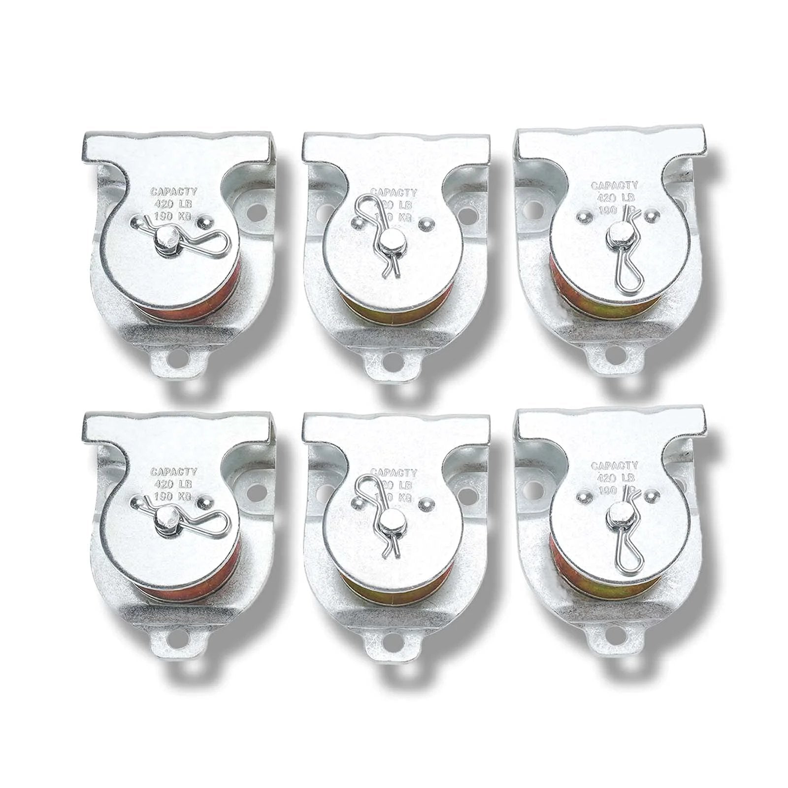 Ceiling Mount Single Pulley 1-1/2 Inch Wall Mount Pulley Ceiling Pulley for 3/8" Wire or Rope, Pack of 6, zinc-plated iron