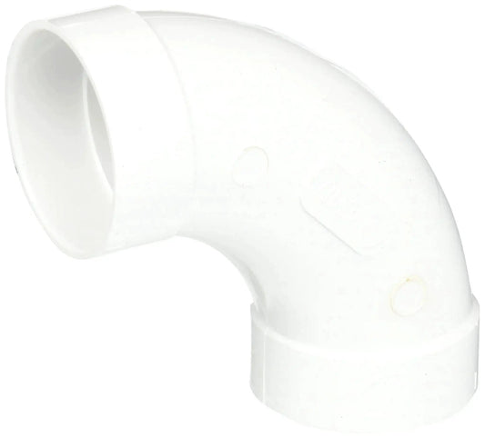 Central Vacuum 2 Inch PVC 90 Degree Sweep Fitting White Elbow for Easy 2 Inch Pipe Runs Low Friction Interior Canadian Made