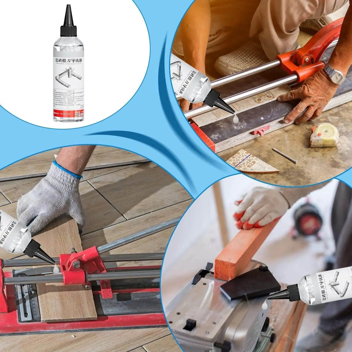 Tile Pusher Guide Oil For Cutter Machines, Rust Prevention Lubricant For Rail Cutting Gear And Shafts in use on tile cutters