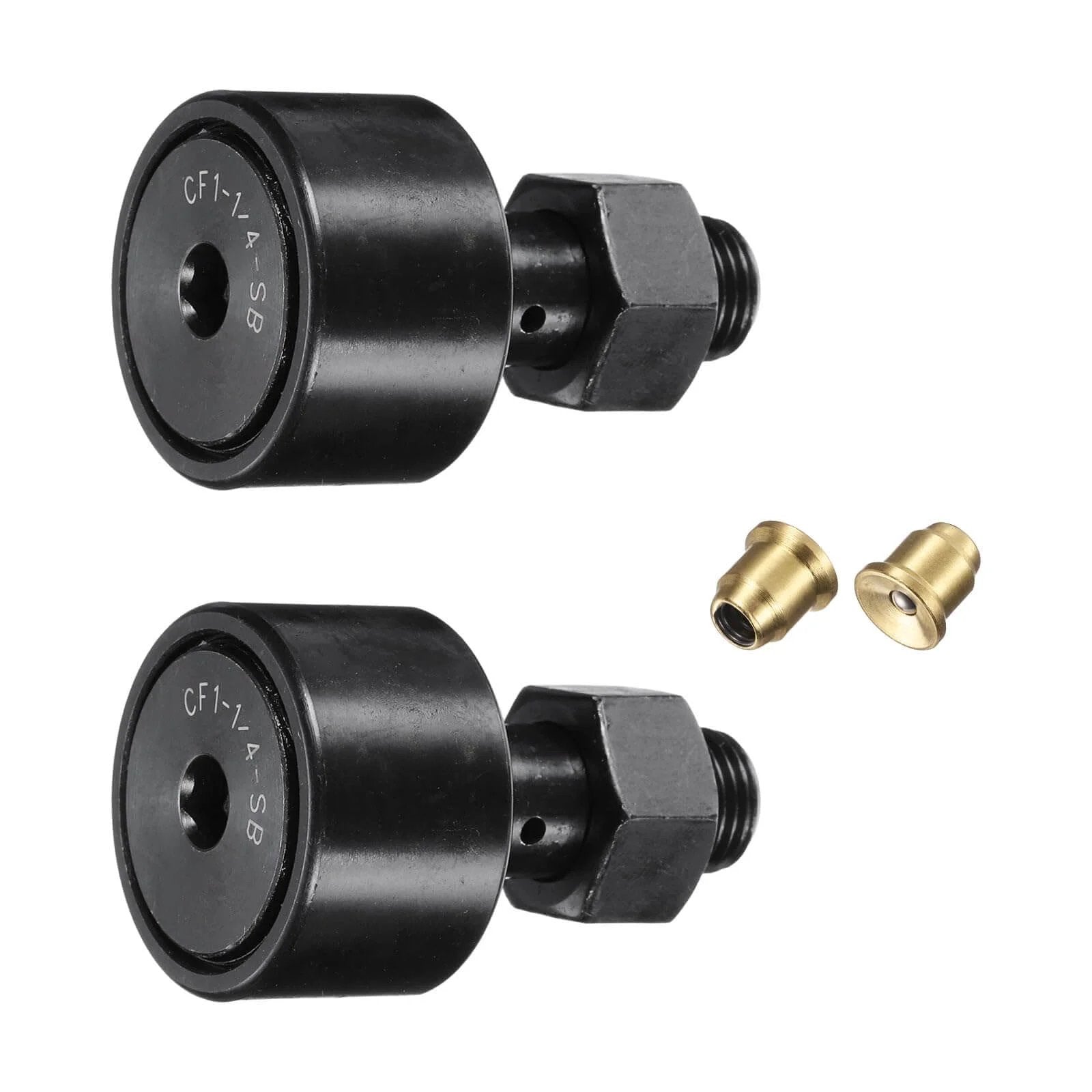 2pcs cf-1-1/4-sb cr20 cam follower track runner bearings, chrome steel roller stud track bearing, 1-1/4" roller dia, 1/2-20 unf stud type