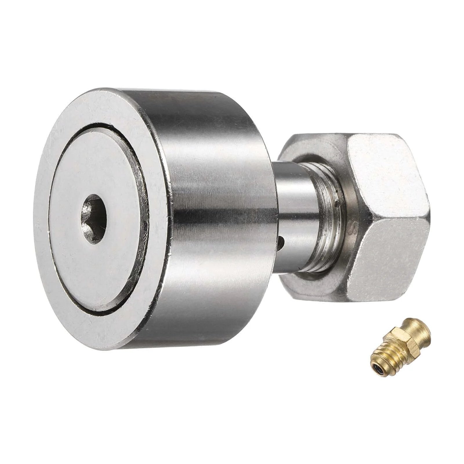 uxcell CF18/KR40 X Cam Follower Track Runner Bearing, 304 Stainless Steel, 40mm Roller Diameter, M18 Stud Type, side view