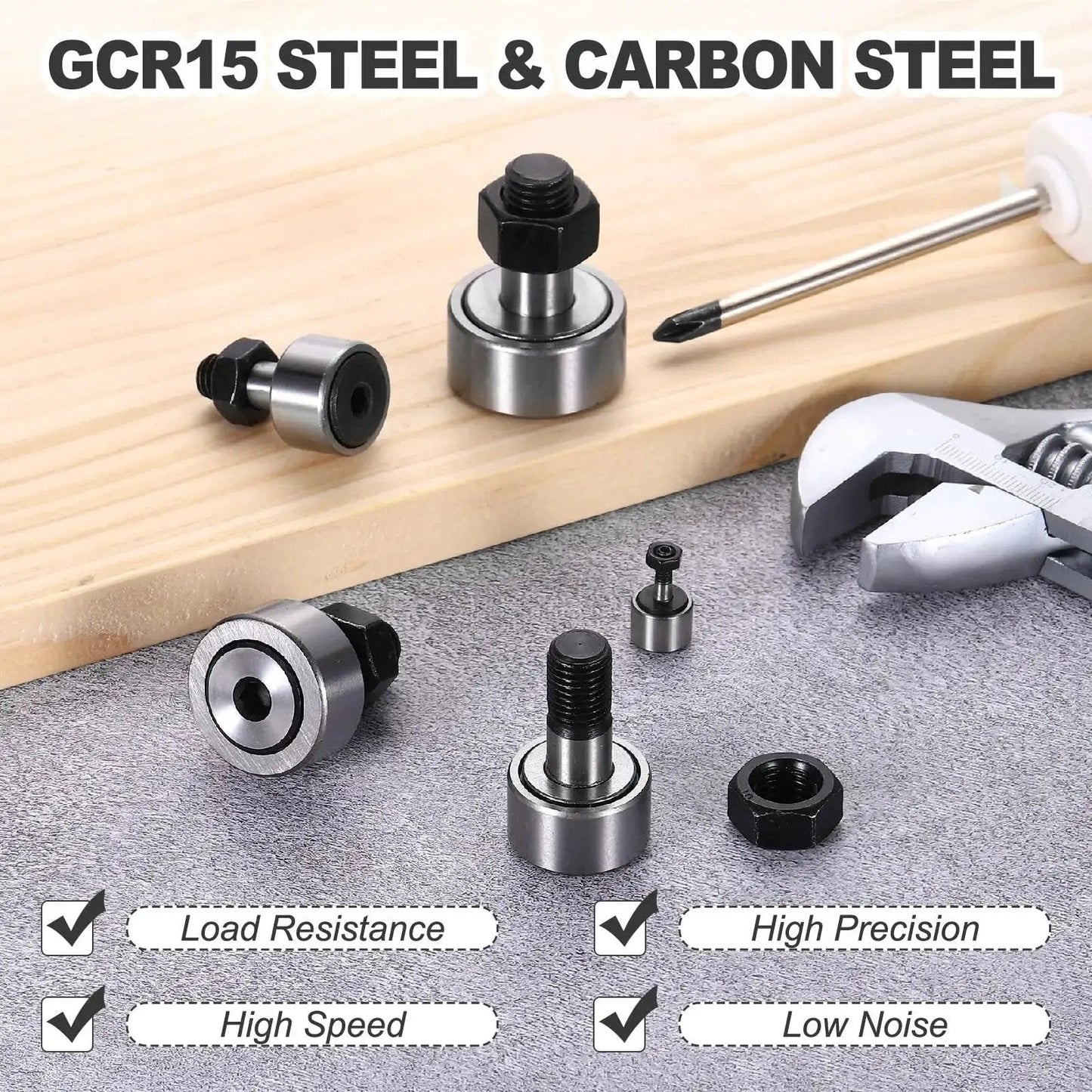 Durable 4 Pack CF5 KR13 Needle Roller Bearings With GCr15 steel and carbon steel construction for track runner guide rails.