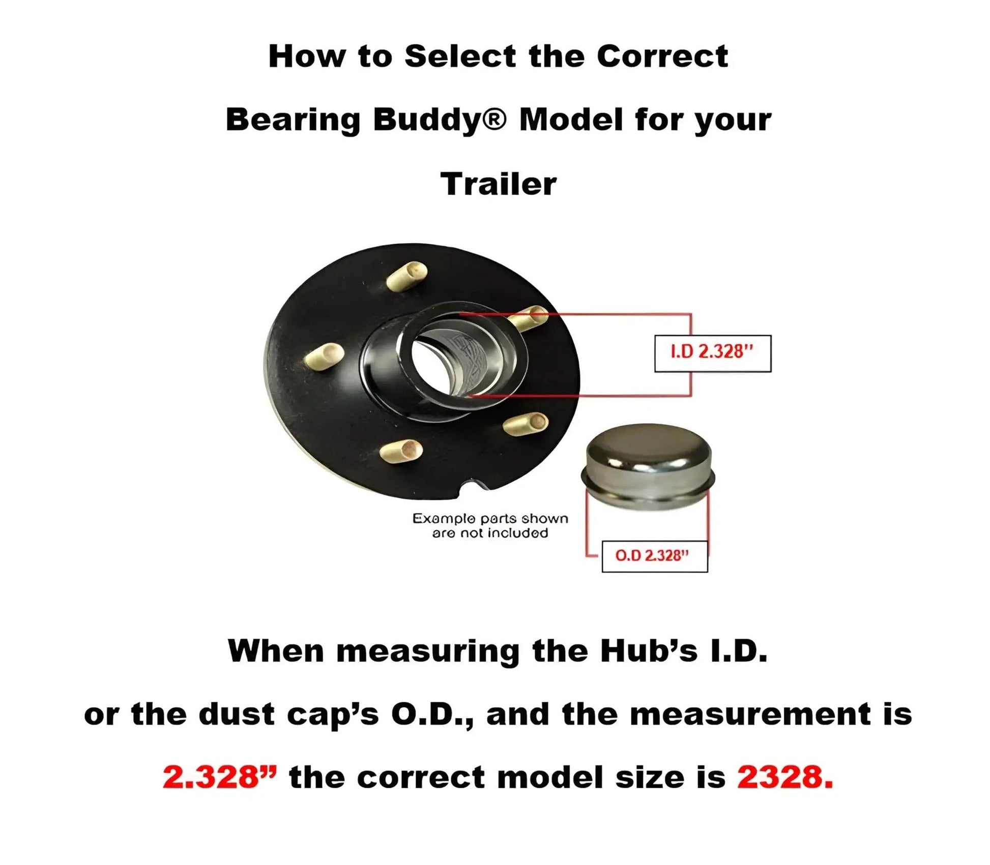 USA Made Chrome Plated Bearing Protector With 23B Bra And Blue Grease Indicator For Hubs 2.328 in I.D. size guide