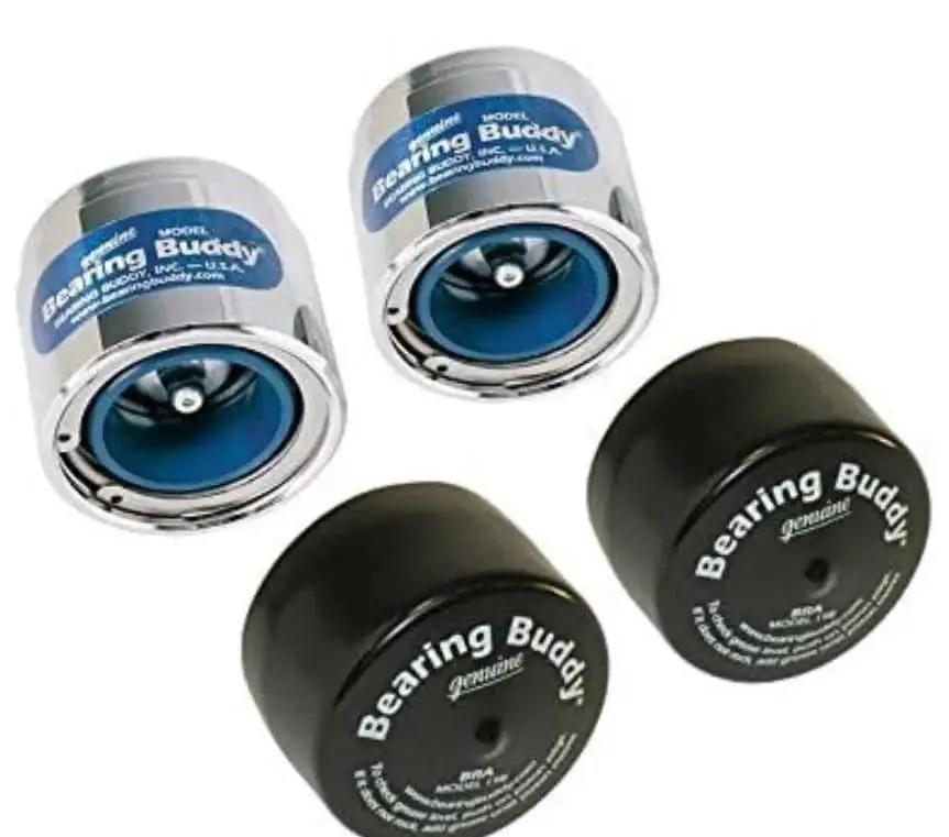 Premium Chrome Plated Bearing Protector with 19B Bra and Blue Grease Indicator for 2.047 Inch Hub ID displayed with caps