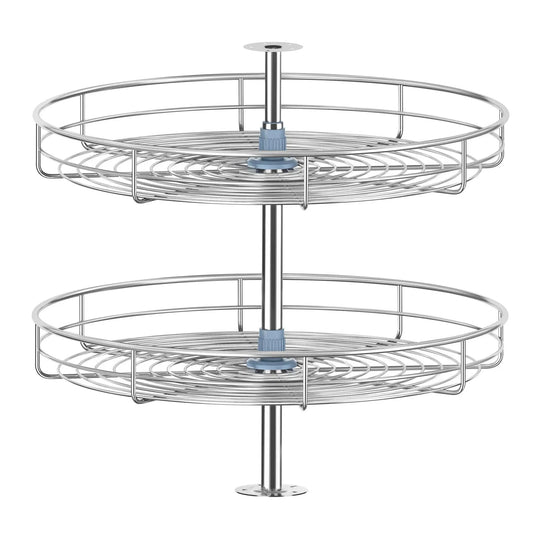 Chrome 24 Inch Corner Cabinet Lazy Susan Full Circle Rotating Rack Replacement Shelves For Corner Base Kitchen Cabinet Organization