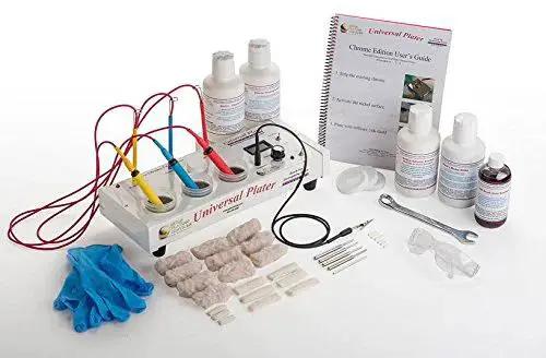 Chrome Plating Kit With Brush System 24K Gold Solution Three Step Process with equipment and user guide visible