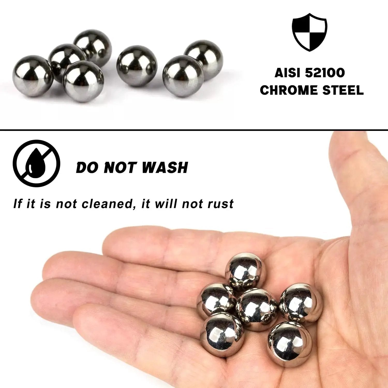 Hand holding 100 Pieces Chrome Steel Bearing Balls 16mm Five Eighths Inch Pro Grade G25 Polished Surface Lightly Oiled