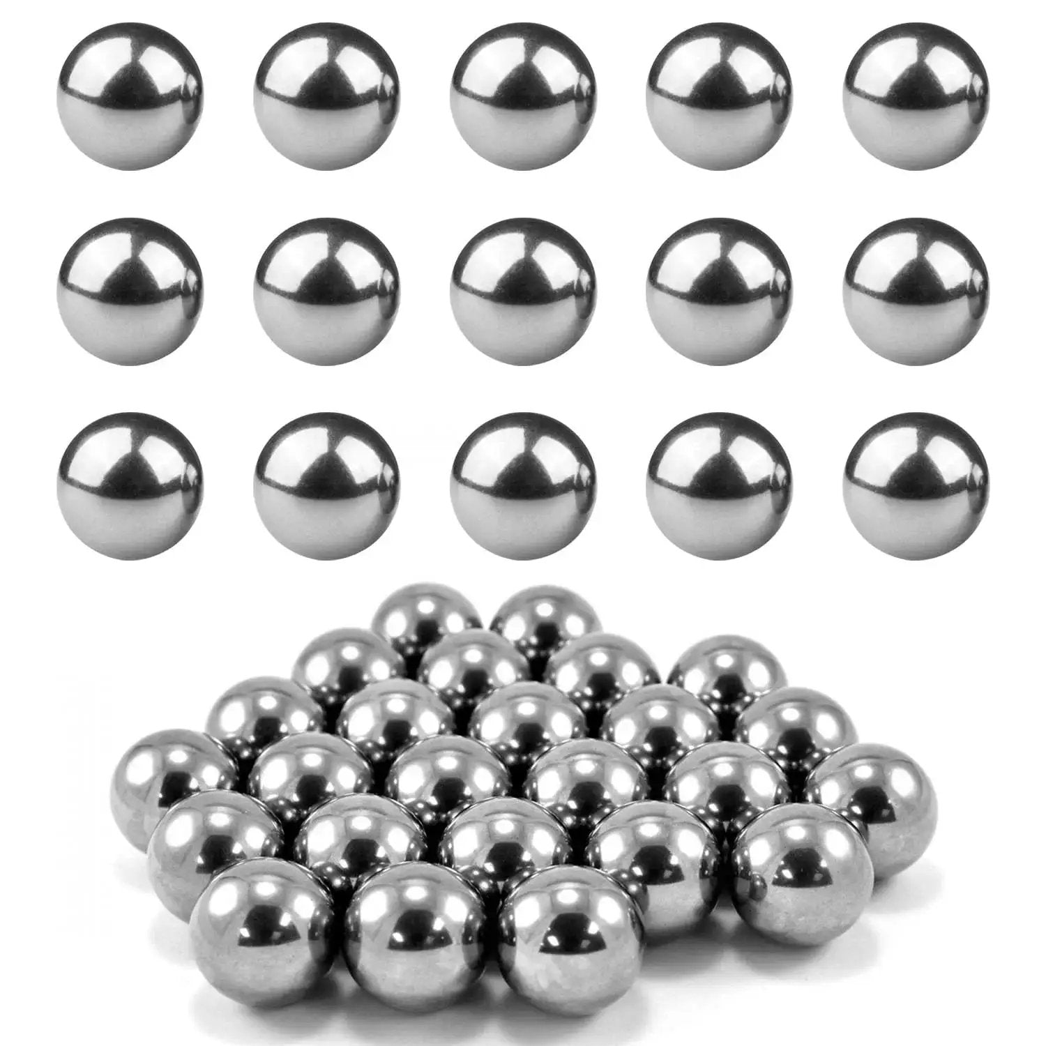 100 Pieces Chrome Steel Bearing Balls 16mm Five Eighths Inch Pro Grade G25 Polished Surface Lightly Oiled in bulk display