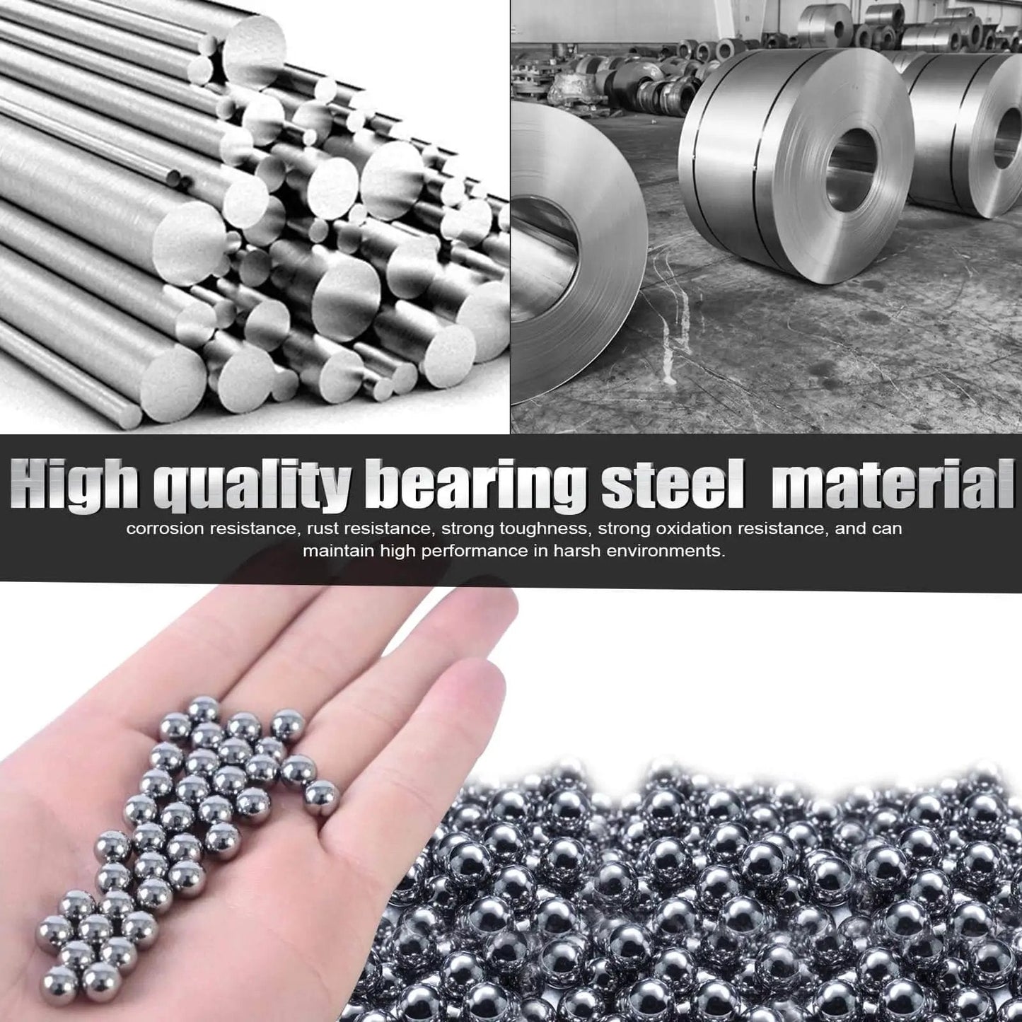 Hand holding 2 Pack 45mm Chrome Steel Bearing Balls For Precision Bearings And Bicycle Parts, bulk chrome steel ball material.