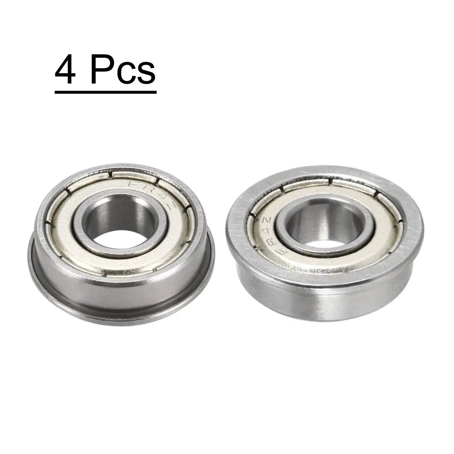 Flanged Ball Bearing 1 Quarter By 5 Eighth By 0.196 Inch Double Shielded Chrome Steel FR4ZZ, Flange Bearings with 17.5mm Dia, 4 Pack