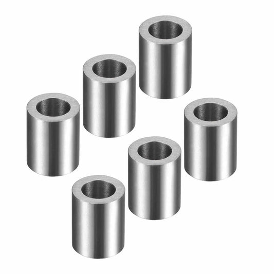 Six Piece Sleeve Bearing Set 5mm x 8mm x 10mm Oilless Chrome Steel Bushings displayed in a group for industrial equipment use.