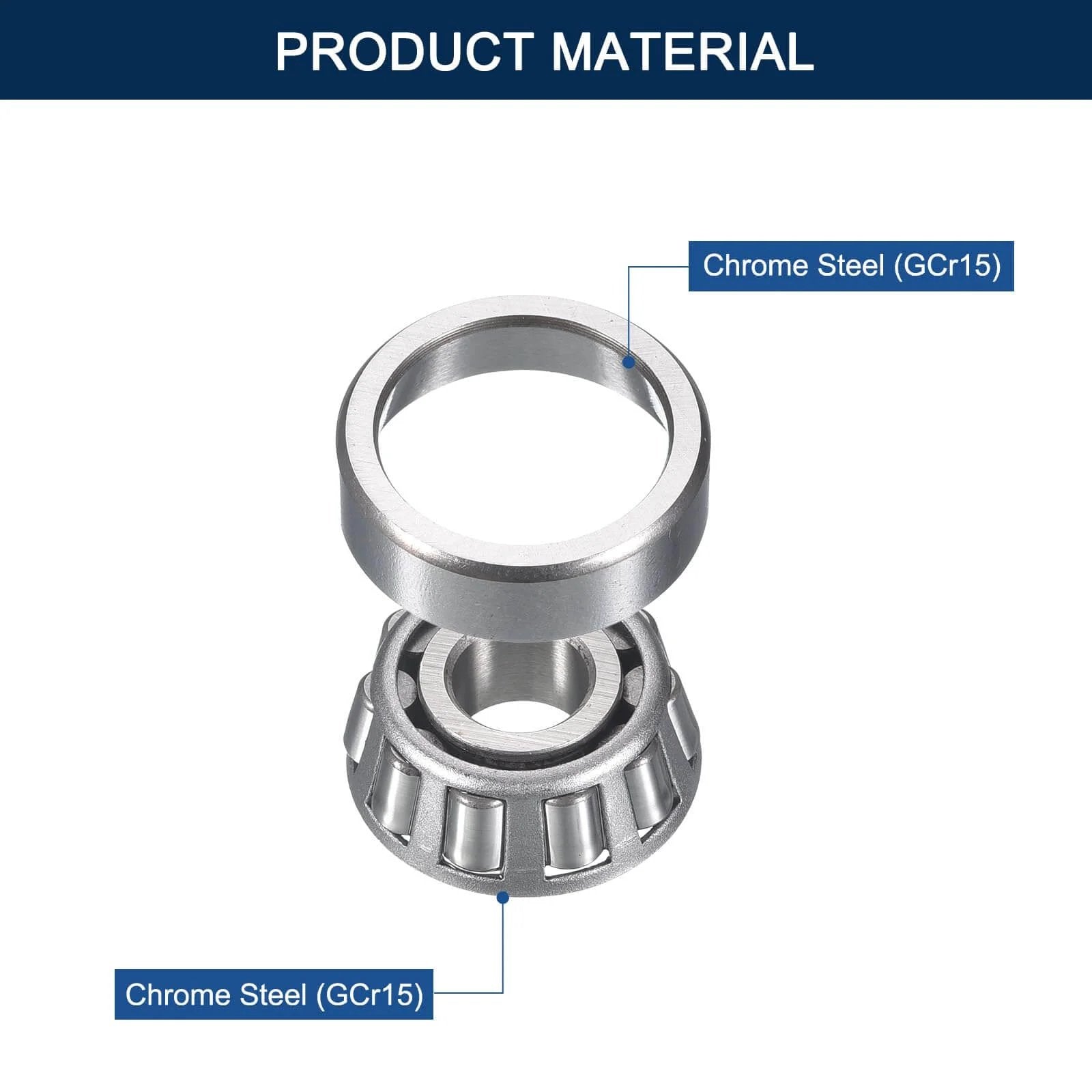 2 Pack 30200 Tapered Roller Bearing Cone and Cup Set, 10mm Bore 30mm OD 12mm Cup Width, Chrome Steel Wheel Bearings, ABEC-3 material view