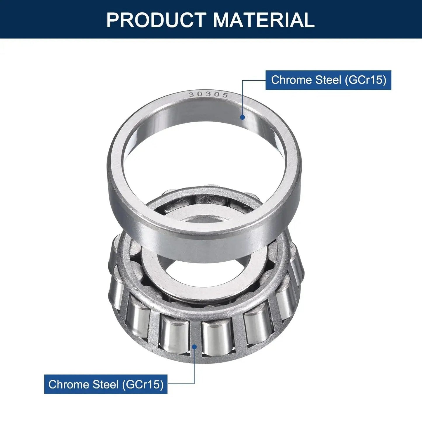 Compact, pre lubricated tapered roller bearing cone cup set, chrome steel GCr15, 25mm bore, 62mm OD, ABEC3, product material