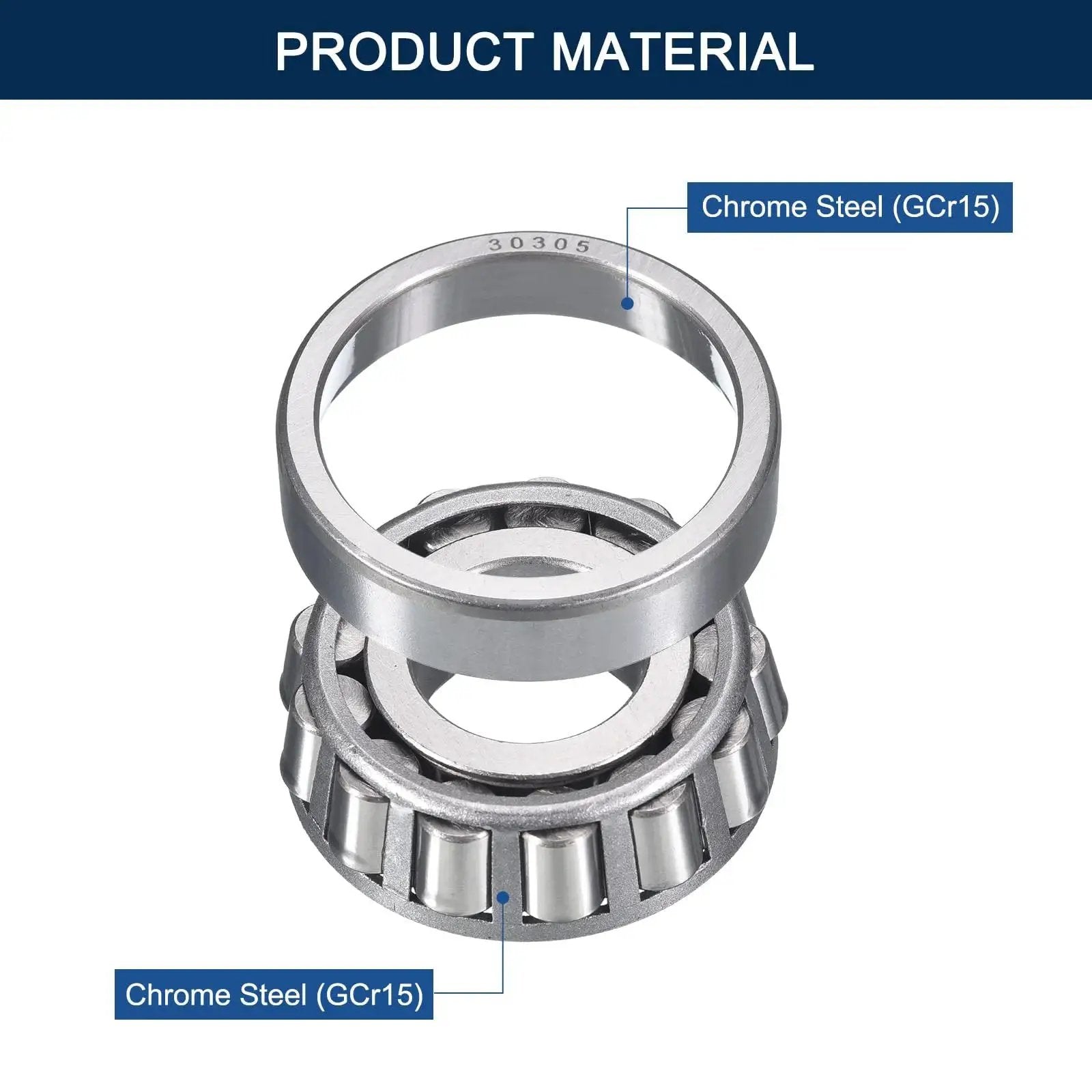 Compact, pre lubricated tapered roller bearing cone cup set, chrome steel GCr15, 25mm bore, 62mm OD, ABEC3, product material