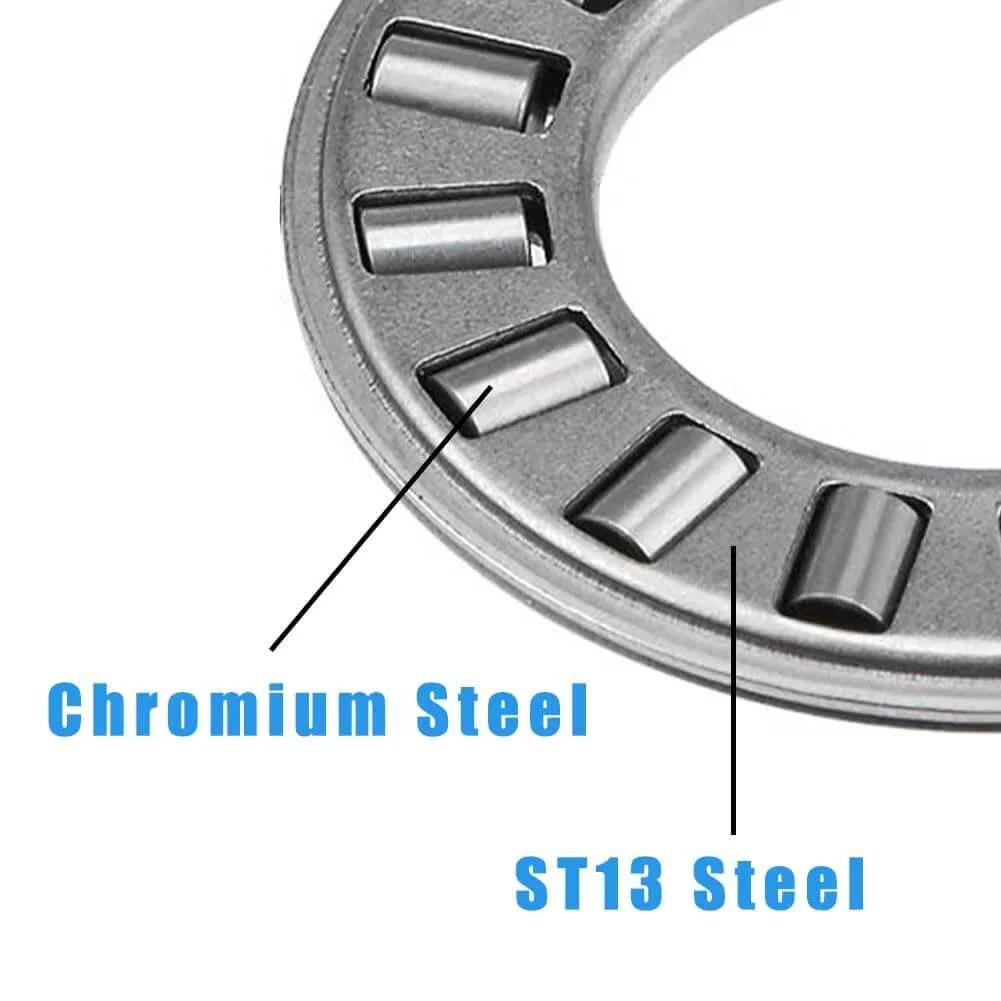 4 Sets NTA815+2TRA, Thrust Needle Roller Bearings with Two Washers, ID 1/2", OD 15/16", showing steel components.