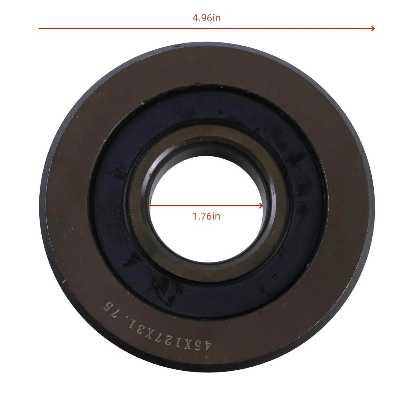 Front view of mast roller bearing 2782771 replacement part compatible with Clark forklifts, black circular bearing with dimensions