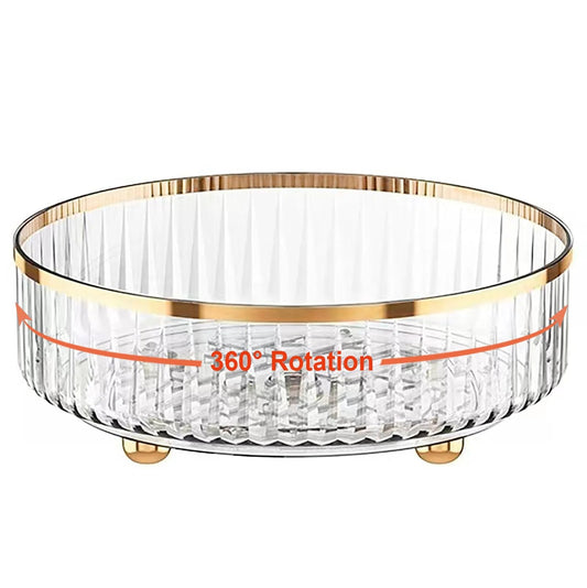 11 Inch Round Rotating Makeup Organizer Lazy Susan Turntable Vanity Storage For Skincare, Makeup, Perfume And Cosmetics, Clear 360 Degree Spinning Display Tray With No Assembly Required, 3 Inch High Caddy