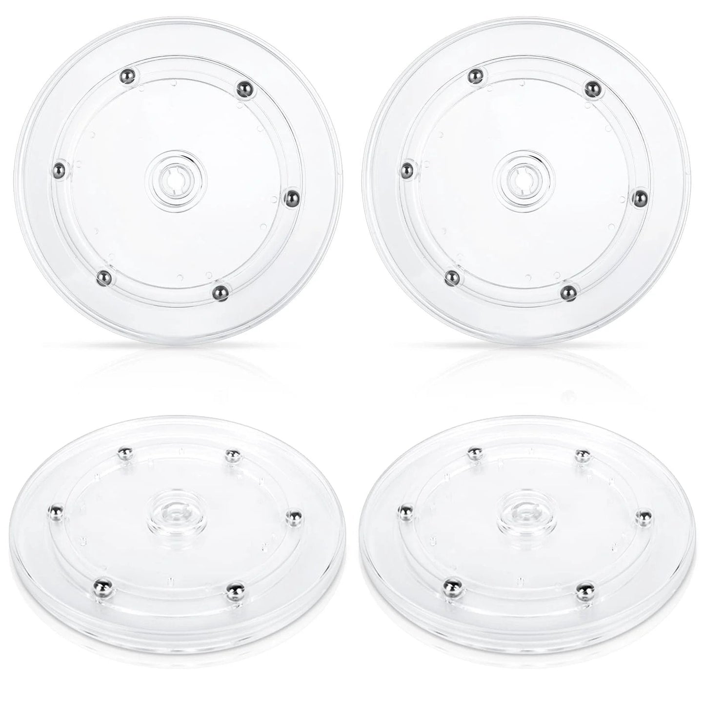 4 Pack 6 Inch Lazy Susan Turntables Set Acrylic With Ball Bearing Rotating Trays And Swivel Bases Clear Transparent Kitchen Countertop Pantry Cabinet Organizer For Spices Condiments Makeup And Small Items Perfect For Organizing Cabinets Drawers And