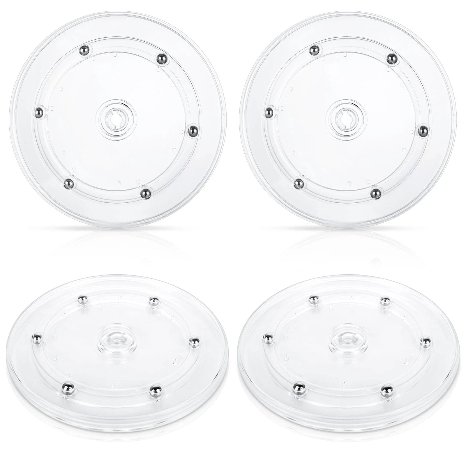 4 Pack 6 Inch Lazy Susan Turntables Set Acrylic With Ball Bearing Rotating Trays And Swivel Bases Clear Transparent Kitchen Countertop Pantry Cabinet Organizer For Spices Condiments Makeup And Small Items Perfect For Organizing Cabinets Drawers And