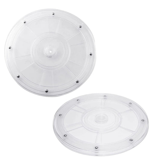 2 Pack 8 Inch Clear Acrylic Turntable Organizer Rotating Swivel Stand Spinner With 6 Steel Ball Bearings And 55 Pounds Capacity For Kitchen Corner Cabinets Spice Rack And Cake Decorating