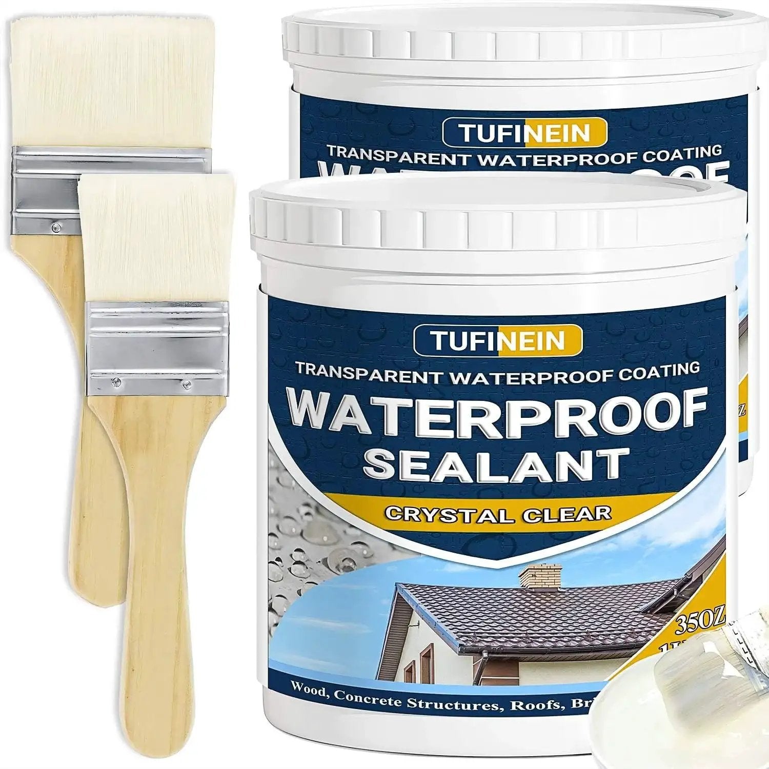 70Oz Clear Waterproof Sealant For Indoor And Outdoor Use Water Based Transparent Coating buckets with brushes