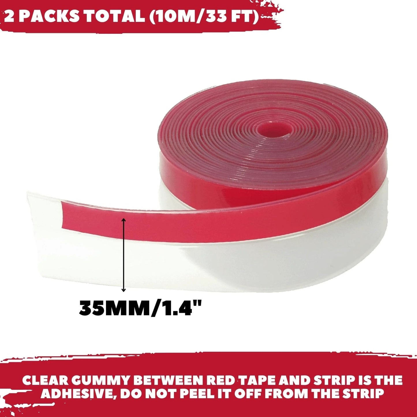 Clear Weather Stripping Tape For Doors And Windows With Extra Thick 35MM Silicone Seal And Ultra Strong Adhesive Backing A Transparent 10M Roll Set In Two Packs That Blocks Drafts Noise Dust And Cold Air While Keeping Living Areas Cozy Brandzini, showing two rolls with a 35mm silicone seal.