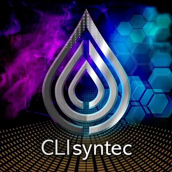 CLIsyntec logo with abstract hexagonal background, representing Premium Pro Grade Air Tool Lubricant for Pneumatic Tools in Industrial Settings.