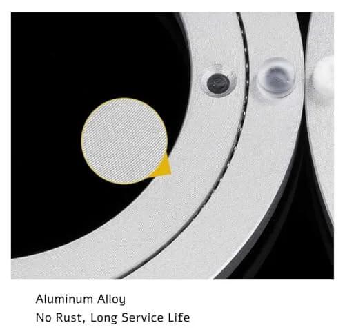 Close-up of 8 Inch Aluminum Lazy Susan Turntable Bearing with smooth silent rotation and strong load capacity, showing anti-rust design.