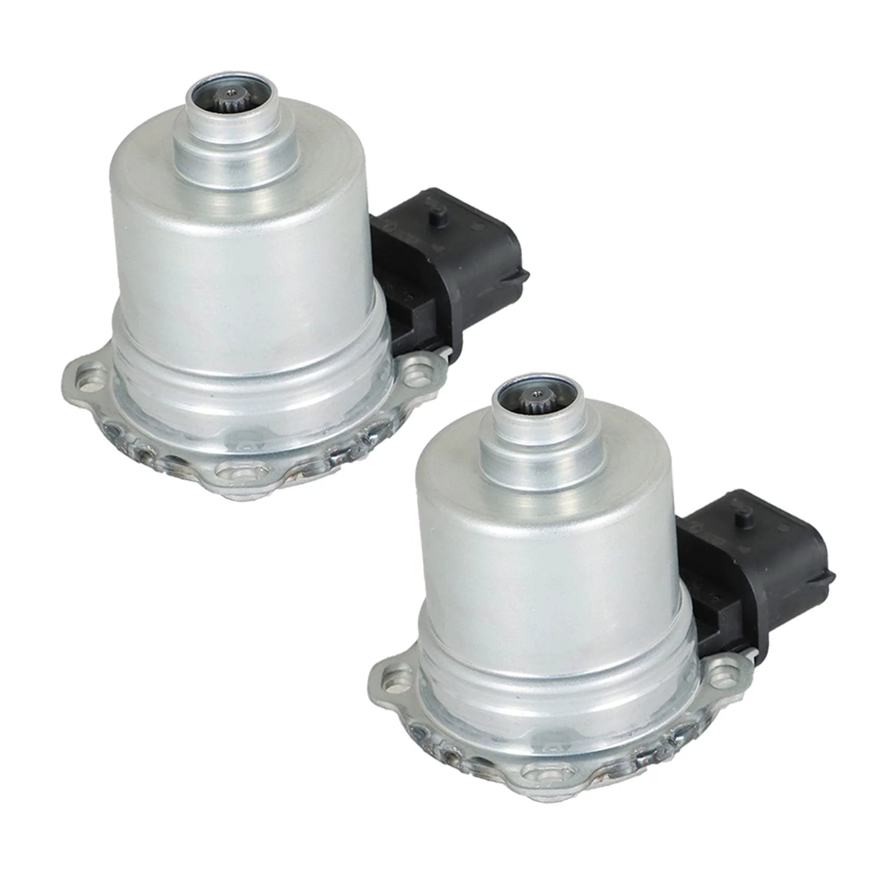 Clutch Actuator Replacement For 2011 2017 Ford Fiesta And Focus Automatic Transmission AE8Z7C604A 2 Piece Set Fits Left Side close-up view of silver actuator pieces.