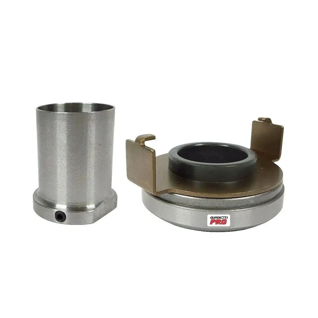 Clutch Release Bearing And Snout Repair Sleeve Kit For Subaru Forester 2005-2017, Impreza WRX, Legacy GT, Outback, And Saab 9-2X 2006 EJ255 CPRB844SK Compatible, shown disassembled with metal components.