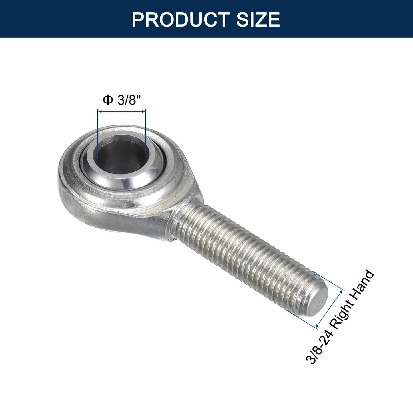 CM6 rod end bearing heim joint kit, 3/8 inch bore with 3/8-24 right hand male thread, forged steel, showing product size