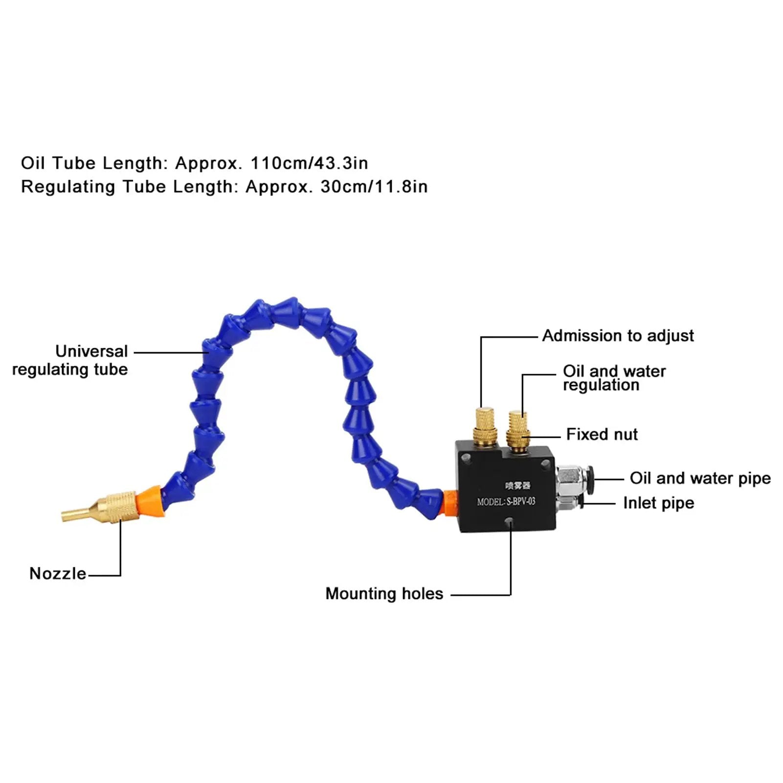 Cooling Mist Spray System For CNC Lathe And Milling Machines Water Coolant Sprayer Kit with universal regulating tube and nozzle