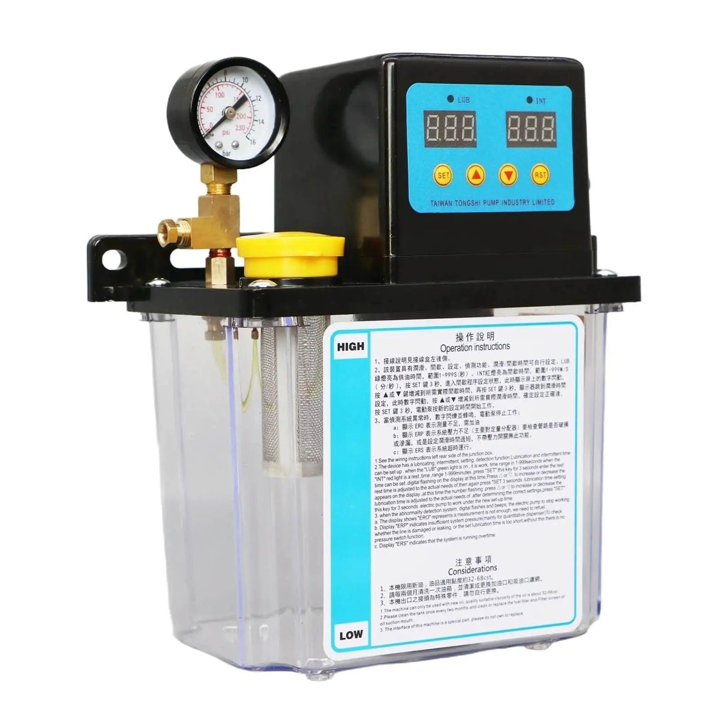 1L 2L CNC Lubrication Pump System Kit AC220V AC110V Automatic Oil Pump with gauge for CNC machine tool