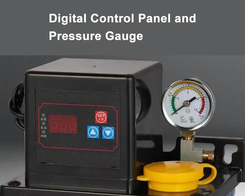 Workhorse 24V Electromagnetic Lubrication Pump digital panel and pressure gauge, CNC tools, 2L auto oil dispenser