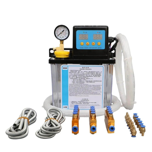 1L 2L CNC Lubrication Pump System Kit AC220V AC110V Automatic Oil Pump For CNC Machine Tool 4mm 6mm Fittings With Gauge