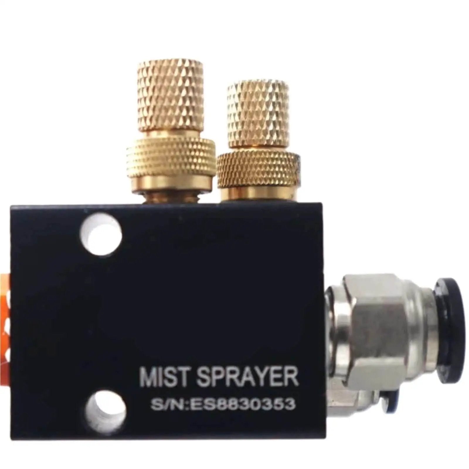 Close-up of CNC Coolant Mist System For Lathe Milling Drill Tools Lubrication Spray Unit Engraving Machine component