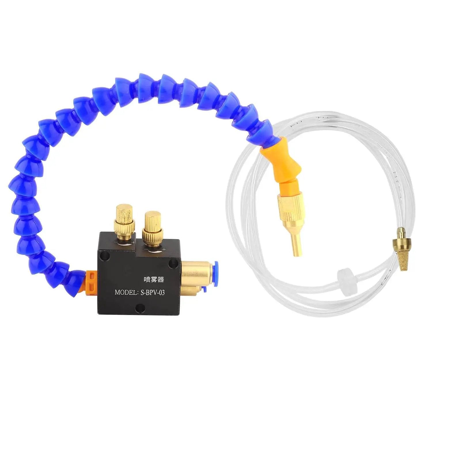 Cooling Mist Spray System For CNC Lathe And Milling Machines Water Coolant Sprayer Kit close-up with hose and nozzles
